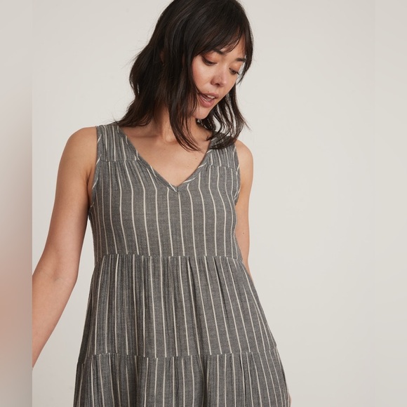 NWOT Marine Layer Corinne Maxi Dress in Black and White Stripe V-Neck Size Large - Picture 6 of 9